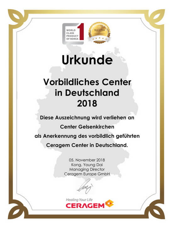 Urkunde Vorbildliches Center 2018 Gelsenkirchen